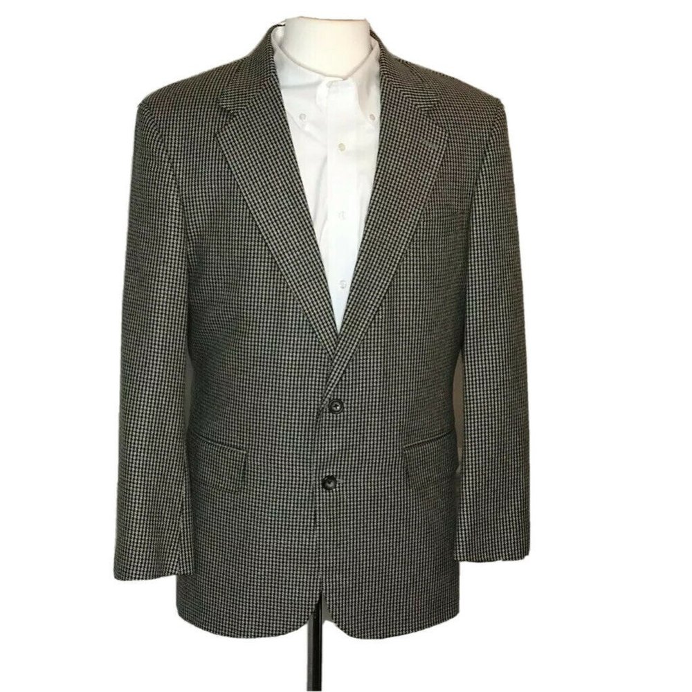 Coldwater Creek Men's Black & Olive Houndstooth Blazer